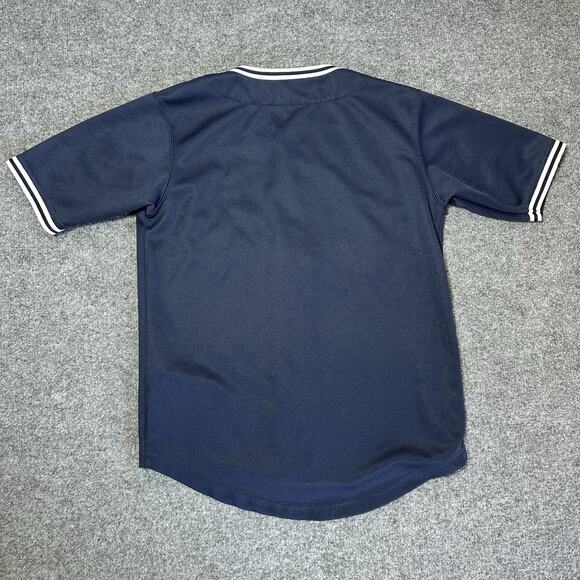 Vtg Renegade New York Yankees Blank MLB Youth Button Up Jersey Sz (S) Dark Blue - Picture 6 of 13